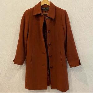 Dark Orange Wool Long Peacoat Vintage SZ 6
